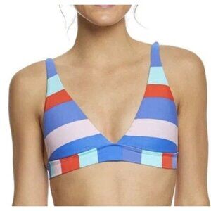 NWT Raisins Bikini Top Size Medium Cabana Girl Miami Halter Bold Stripe Triangle